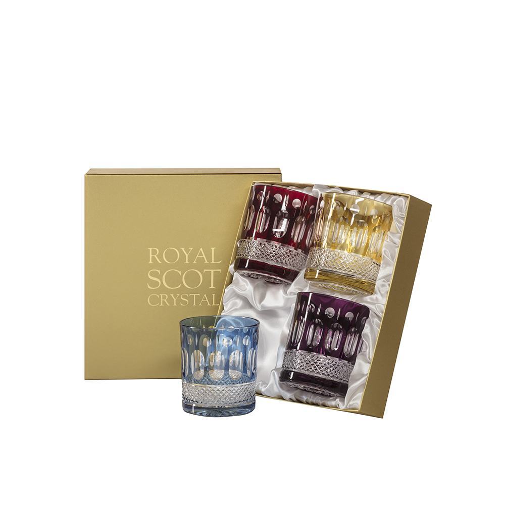Belgravia - 2 Large Crystal Tumblers (Gold Amber) - 95mm (Presentation ...