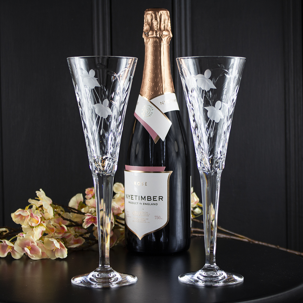 Catherine - 2 Crystal Champagne Flutes 245mm (Gift Boxed) | Royal Scot Crystal - New Shape