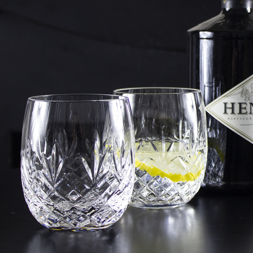 Edinburgh 2 Gin & Tonic Crystal Tumblers (G&T) 12oz (Barrel Shaped