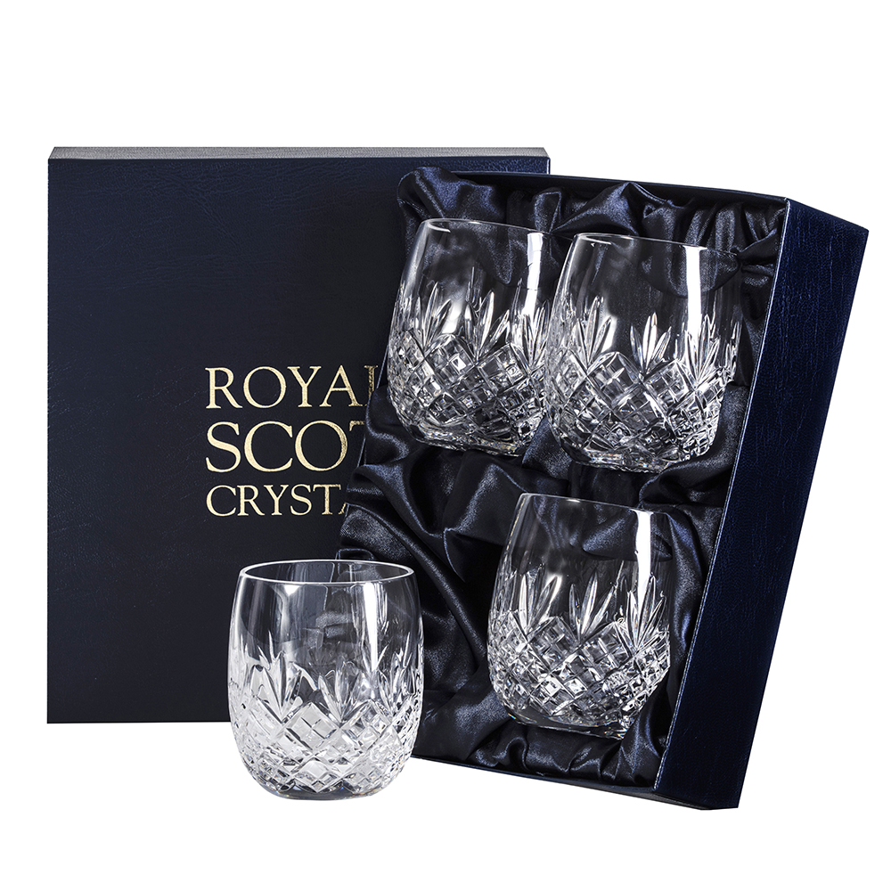 Edinburgh 4 Gin & Tonic Crystal Tumblers (G&T) 12oz (Barrel Shaped