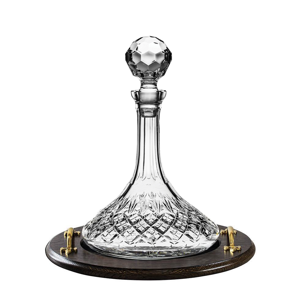 Edinburgh Ships Tray & Crystal Ships Decanter (Gift Boxed) Royal Scot Crystal