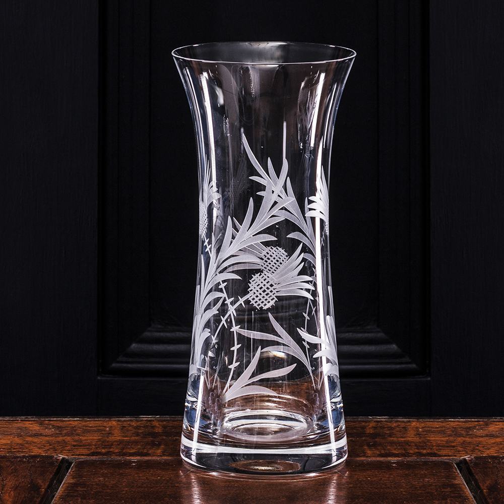 Flower of Scotland (thistle) Lily Vase 230mm (Gift Boxed) | Royal Scot Crystal