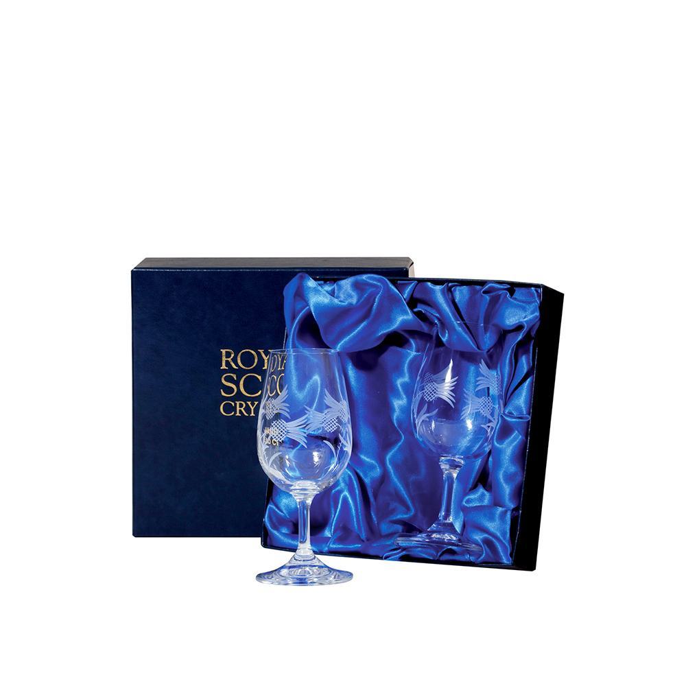 Flower of Scotland (thistle) - 2 Whisky Tasting Glasses 161mm (Presentation Boxed) | Royal Scot Crystal