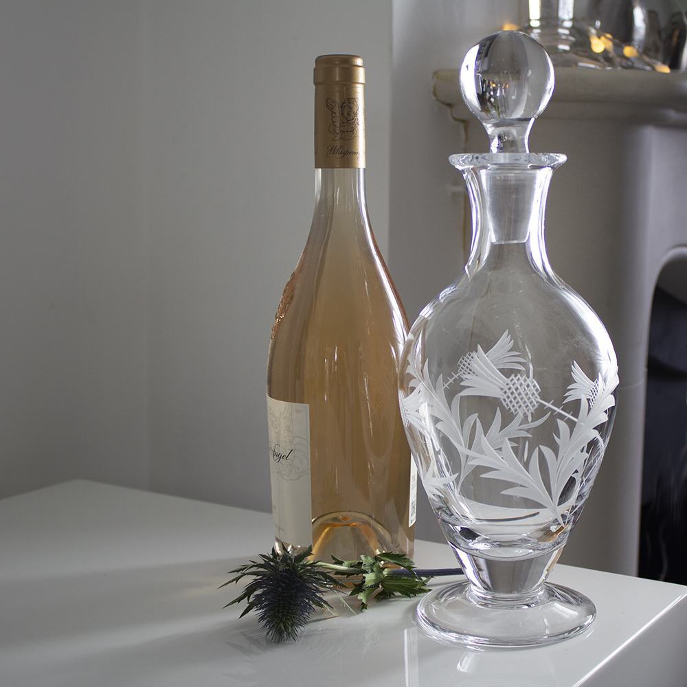 Flower of Scotland - Crystal Footed Wine / Port Decanter - 310mm (Gift Boxed) | Royal Scot Crystal 