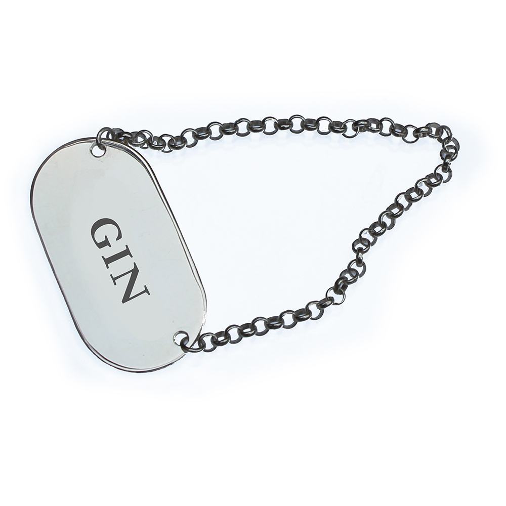 Hallmarked Sterling Silver Gin decanter label (in velvet pouch)