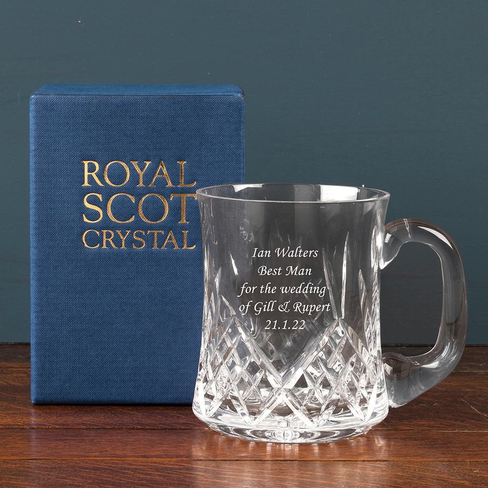 Personalised - Hand Cut Crystal Engraved Highland Tankard -  1 Pint (Gift Boxed) | Royal Scot Crystal