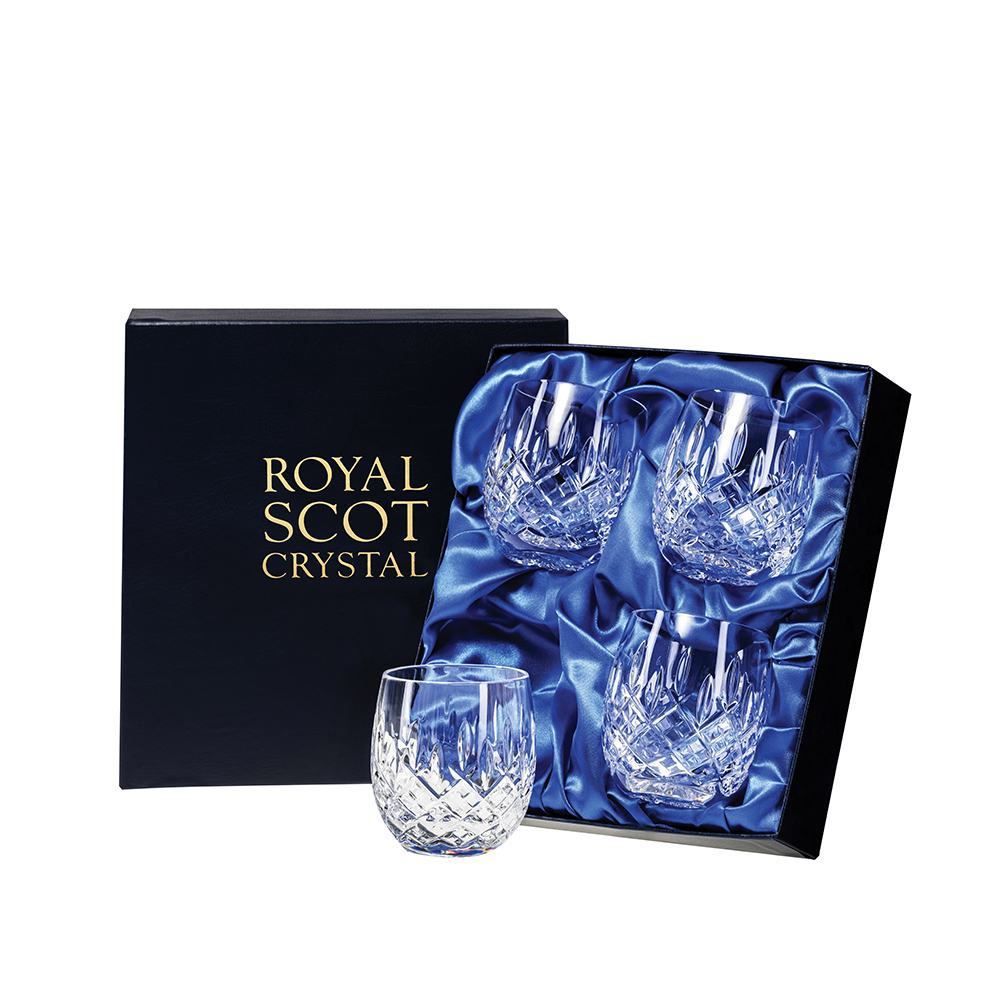 London 4 Crystal Barrel Tumblers 85mm (Presentation Boxed) Royal