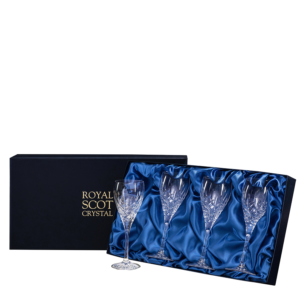 London - 4 Crystal Wine Glasses 218mm (Presentation Boxed) | Royal Scot Crystal - NEW SHAPE