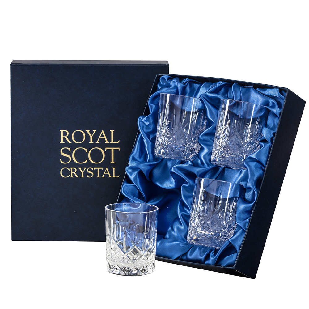 London - 4 Crystal Small Whisky Tumblers 87mm (Presentation Boxed) | Royal Scot Crystal