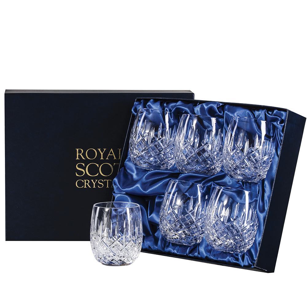 London -  6 Crystal Gin & Tonic (G&T) Tumblers 12oz (Barrel Shaped) - 95mm (Presentation Boxed) | Royal Scot Crystal