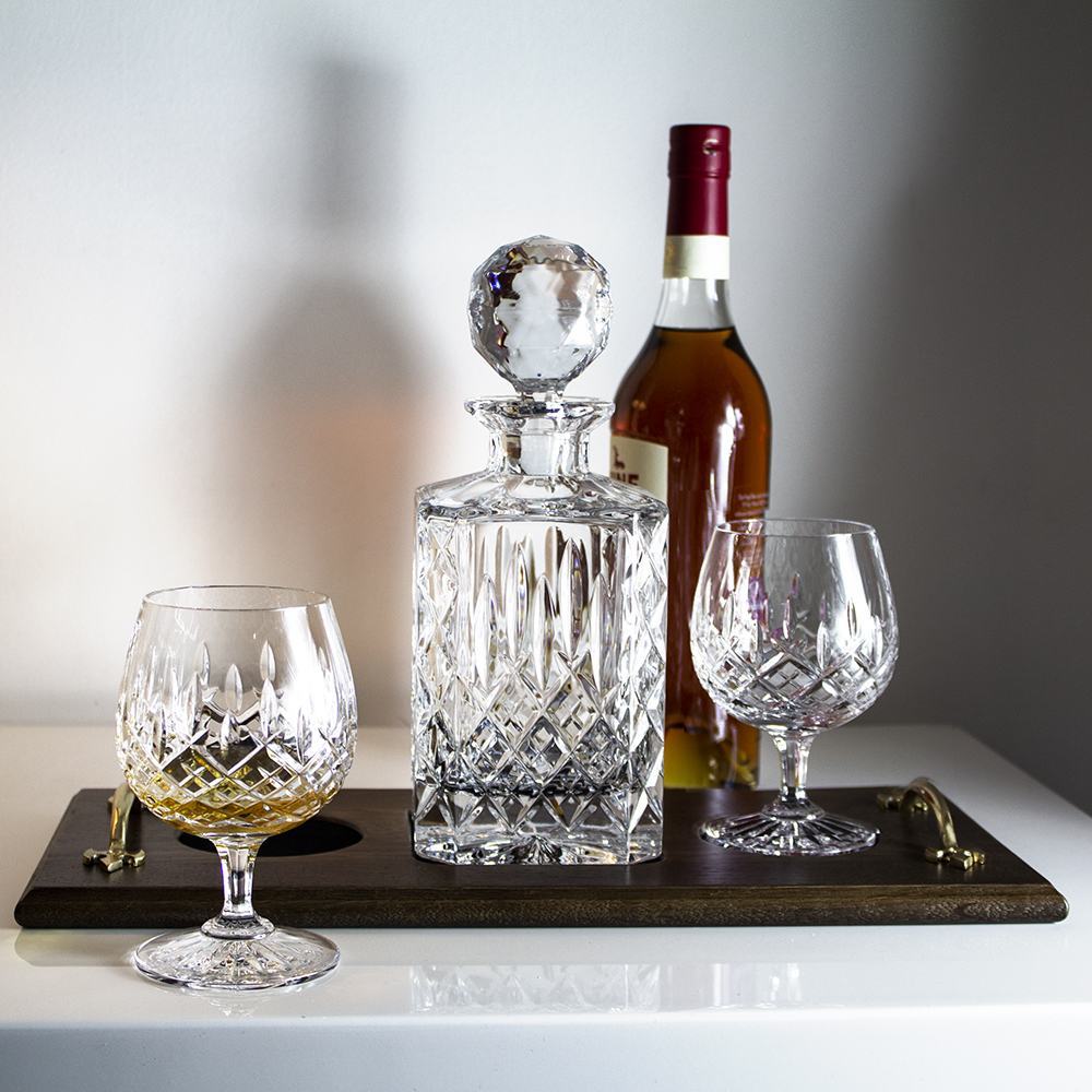 London - Brandy Tray Set Crystal Brandy Decanter & 2 Brandy