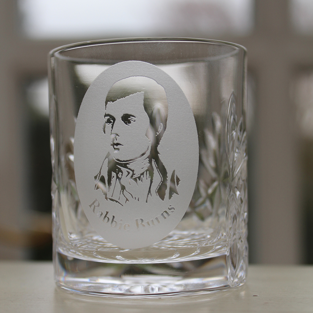 Kintyre Crystal Tot Glass engraved Rabbie Burns (Gift Boxed) 2oz, 6cl, 60mm