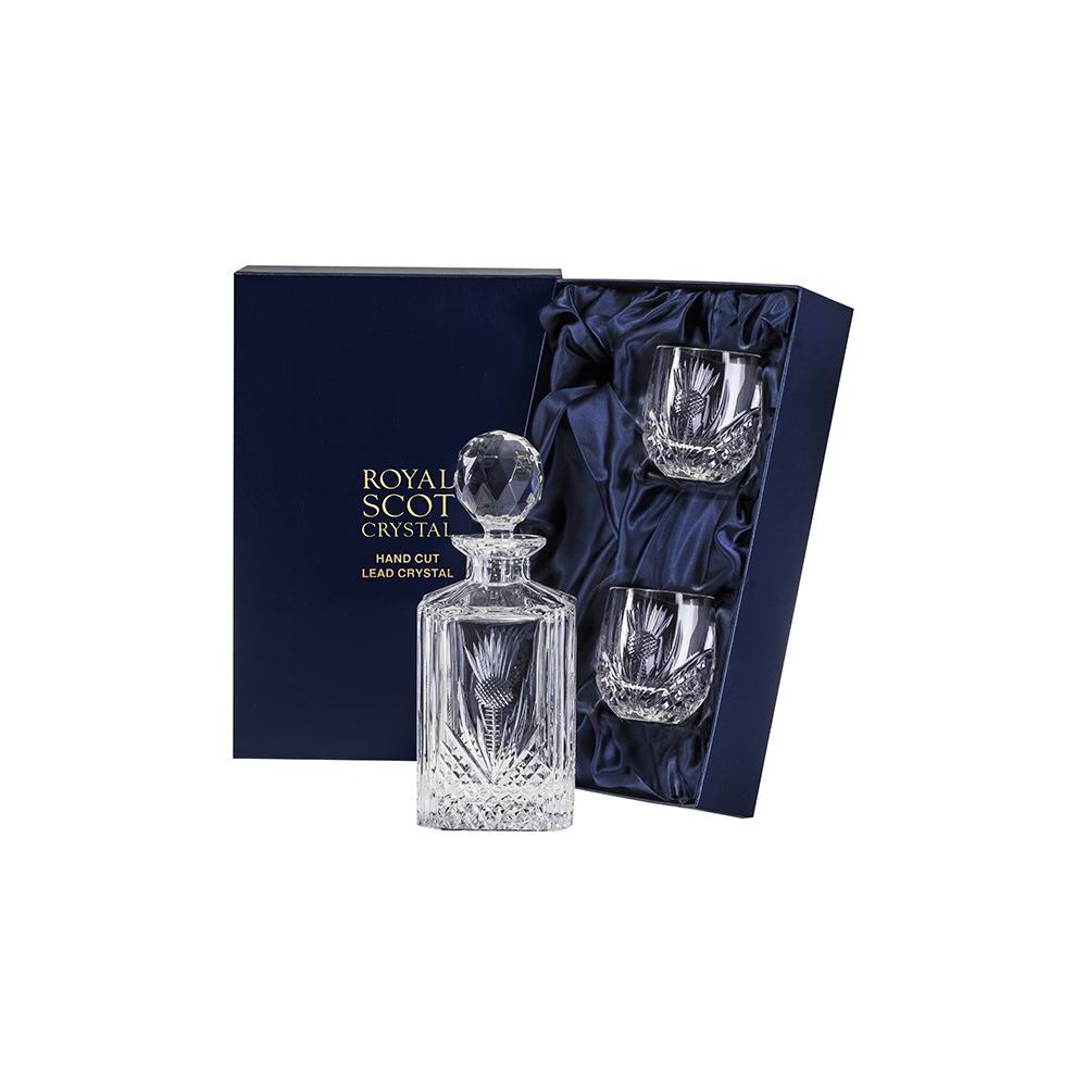 Scottish Thistle Whisky Set (Barrel Tumblers) (Presentation Boxed