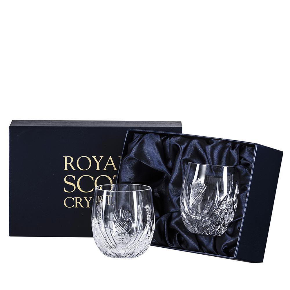 Scottish Thistle - 2 G&T Tumblers 95mm (Presentation Boxed) | Royal Scot Crystal