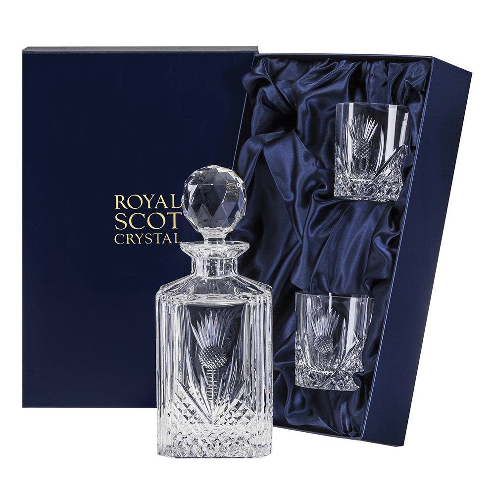 Scottish Thistle Whisky Set (Presentation Boxed) Royal Scot Crystal