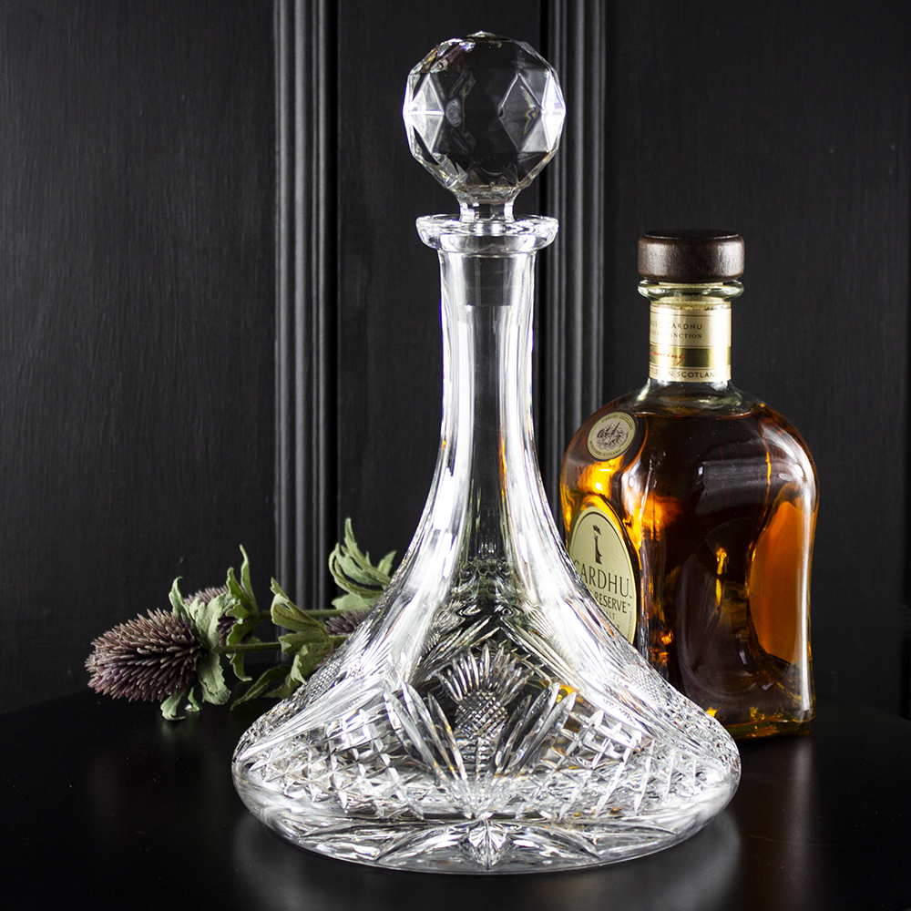 Scottish Thistle - Ships Decanter 290mm (Gift Boxed) | Royal Scot Crystal