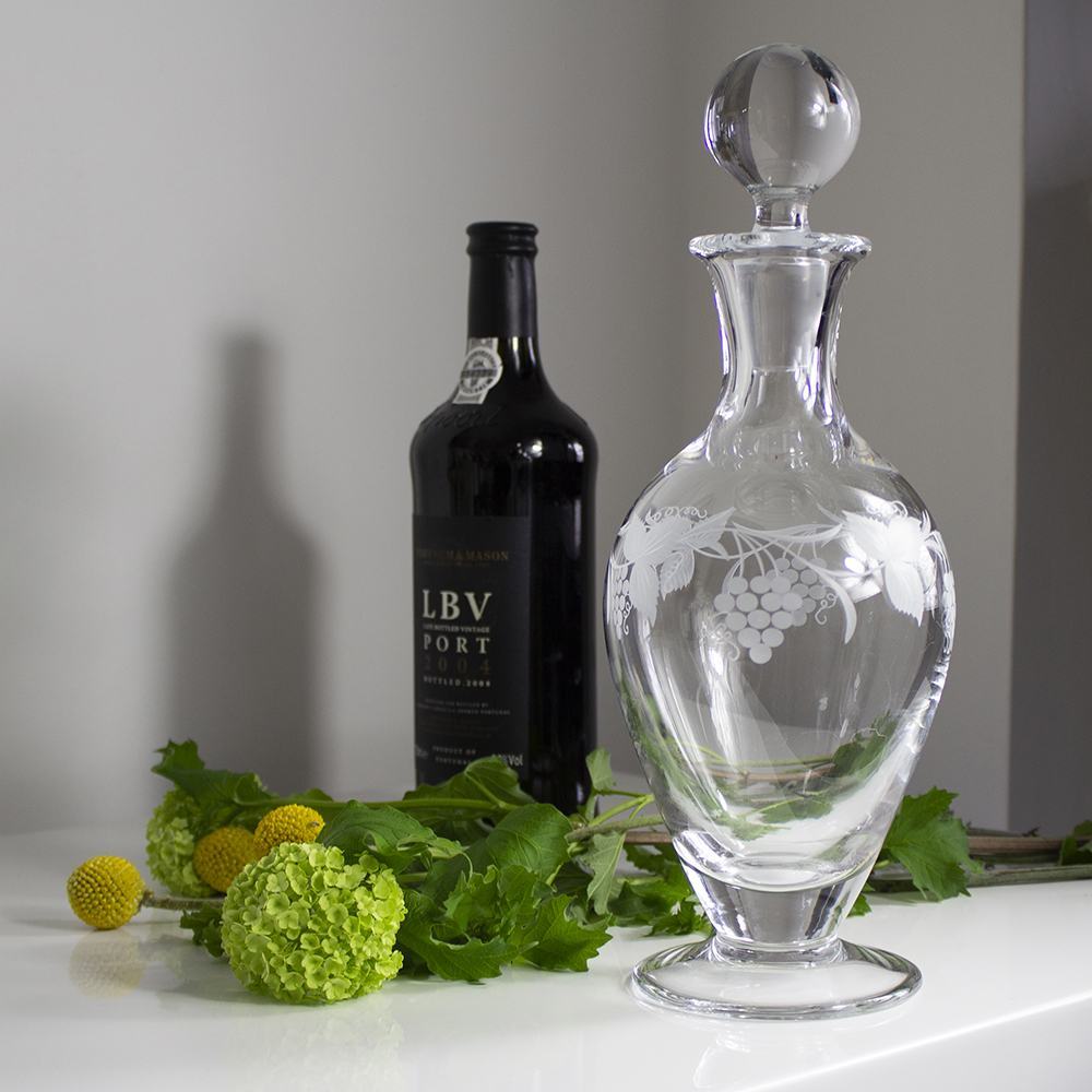 Grapevine - Crystal Footed Wine / Port Decanter - 310mm (Gift Boxed) | Royal Scot Crystal 