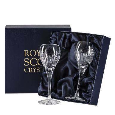 Art Deco  2 Crystal Port/Sherry Glasses - 165mm (Presentation Boxed) | Royal Scot Crystal