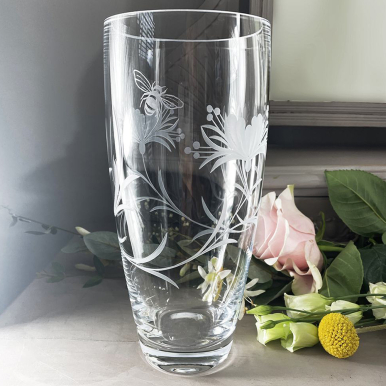 Bee & Honeysuckle Extra Tall Vase(Giftware) - 300mm (Gift Boxed) | Royal Scot Crystal