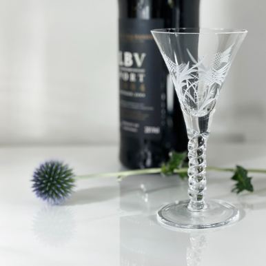 Barley Twist - 1 Flower of Scotland (Thistle) Port / Sherry Glass 140mm (Gift Boxed) | Royal Scot Crystal