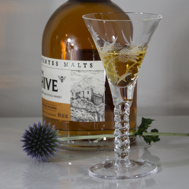 Barley Twist - 1 Flower of Scotland (Thistle) Whisky Dram / Whisky Glass 140mm (Gift Boxed) | Royal Scot Crystal