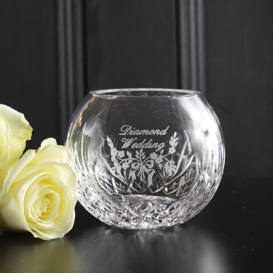 Diamond Wedding Anniversary Honeysuckle Small Posy Vase - 115mm (width) (Gift Boxed) | Royal Scot Crystal  