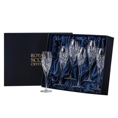 Edinburgh - 6 Crystal Champagne Flutes 218mm (Presentation Boxed) | Royal Scot Crystal