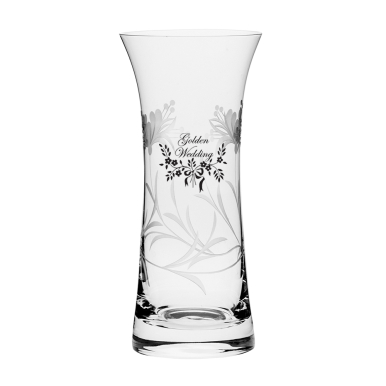 Golden Wedding Anniversary Honeysuckle Lily Vase (Giftware) - 230mm (Gift Boxed) | Royal Scot Crystal  