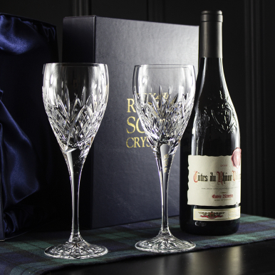Highland - 2 Crystal Wine Glasses  218mm (Presentation Boxed) | Royal Scot Crystal - New Shape