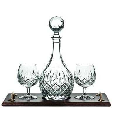 London - Brandy Tray Set Crystal Brandy Decanter &  2 Brandy Glasses (Gift Boxed) | Royal Scot Crystal
