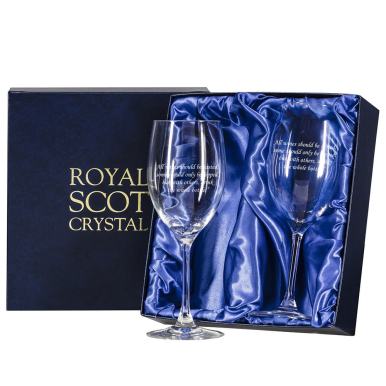 Personalised - 2 Large Wine Glasses - 216mm (plain)(Presentation Boxed) | Royal Scot Crystal