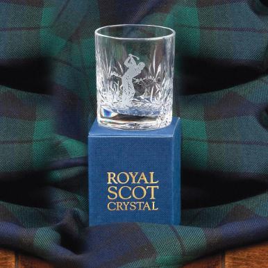 Kintyre Tot (Shot) Glass engraved golfer (Gift Boxed)