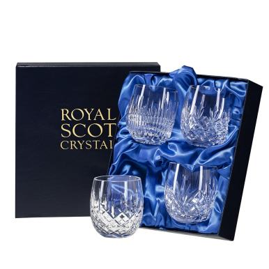 Mixed Set of 4 Barrel Tumblers - Iona, London, Edinburgh & Highland 85mm (Presentation Boxed) | Royal Scot Crystal
