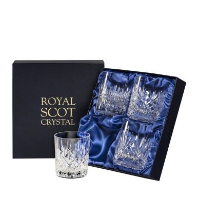 Mixed Set of 4 Large Tumblers - Iona, London, Edinburgh & Highland, 95mm (Presentation Boxed) | Royal Scot Crystal