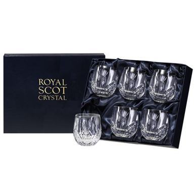 Scottish Thistle - 6 Barrel Tumblers 85mm (Presentation Boxed) | Royal Scot Crystal