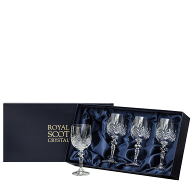 Glencoe - 4 Crystal Large Wine Glasses 180 mm (Blue Presentation Boxed) | Royal Scot Crystal