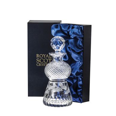 Flower of Scotland Thistle Whisky Decanter (Thistle Shape) - 235mm (Presentation Boxed) |Royal Scot Crystal 