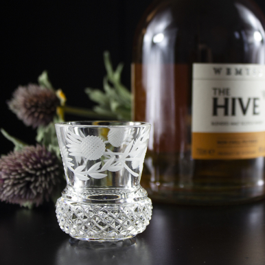 Flower of Scotland Tot Glass (Shot) (Thistle Shape) - 60mm (Gift Boxed) | Royal Scot Crystal