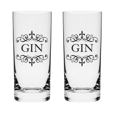 Gin and Tonic Engraving (G&T) - 2 Highballs (Plain) (Gift Boxed) | Royal Scot Crystal