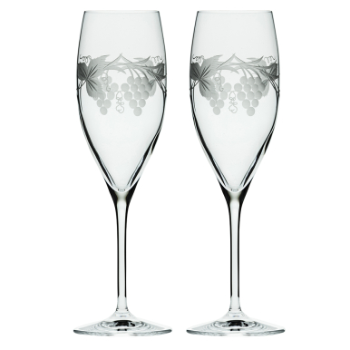 Grapevine- Champagne Flutes - 200mm (Gift Boxed) | Royal Scot Crystal 