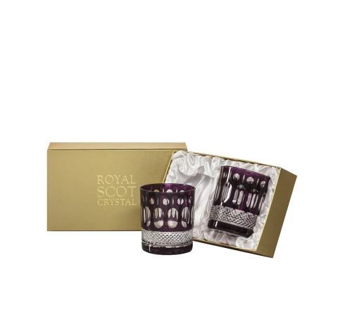 Belgravia - 2 Large Crystal Tumblers (Mulberry) - 95mm (Presentation Boxed) | Royal Scot Crystal - New