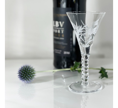 Barley Twist - 1 Flower of Scotland (Thistle) Port / Sherry Glass 140mm (Gift Boxed) | Royal Scot Crystal