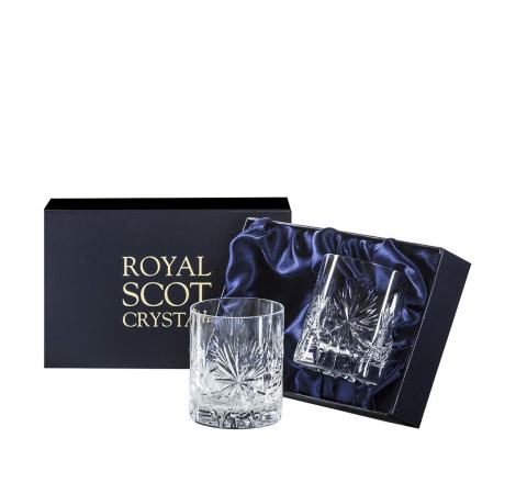 Edinburgh Star - 2 Large On the Rocks Tumblers 100 mm (Presentation Boxed) | Royal Scot Crystal