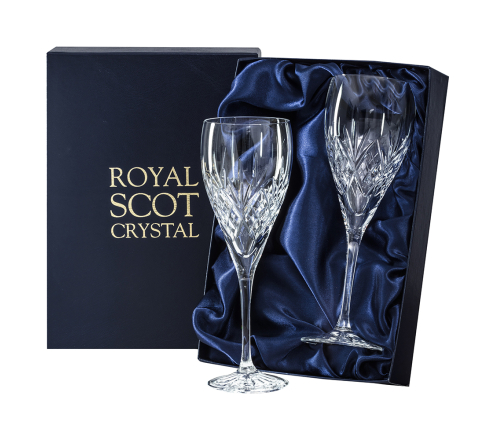 Highland - 2 Crystal Large Wine Glasses 238mm (Presentation Boxed)  | Royal Scot Crystal - NEW SHAPE