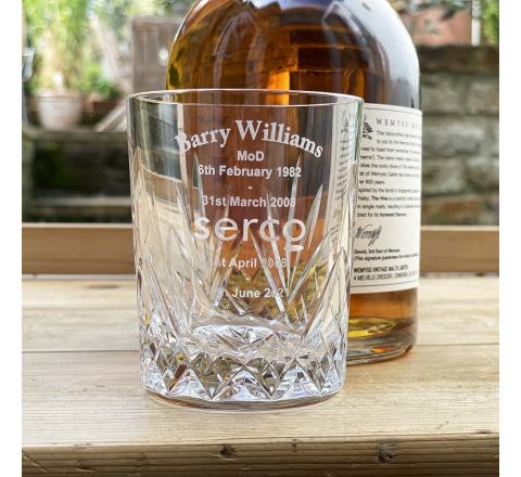 Personalised - Hand Cut Engraved 1 Highland Whisky Tumbler - 87mm (Gift Boxed) | Royal Scot Crystal