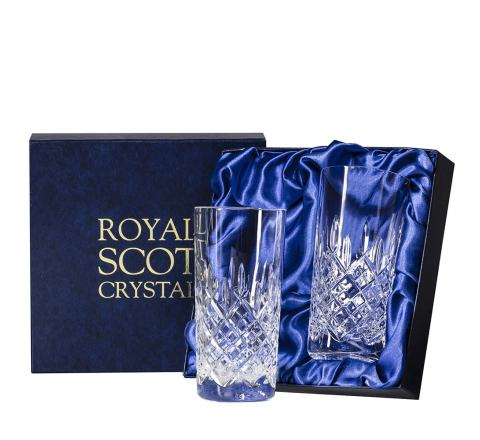 London - 2 Tall Crystal Tumblers 150mm (Presentation Boxed) | Royal Scot Crystal