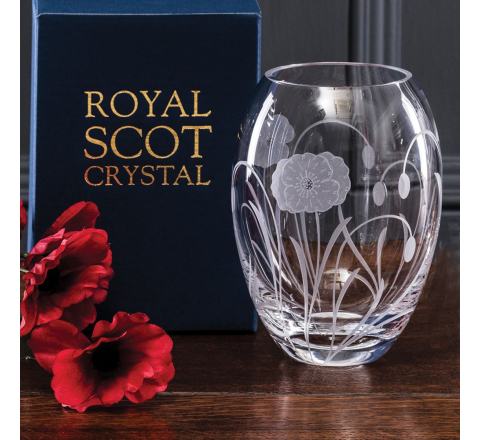 Poppy Field - Small Barrel Vase 145mm (Gift Boxed) | Royal Scot Crystal