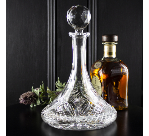 Scottish Thistle - Ships Decanter 290mm (Gift Boxed) | Royal Scot Crystal