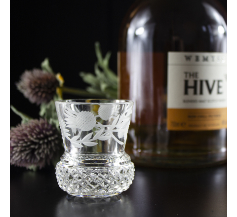 Flower of Scotland Tot Glass (Shot) (Thistle Shape) - 60mm (Gift Boxed) | Royal Scot Crystal
