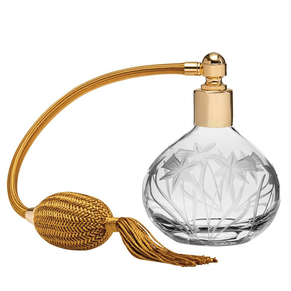 Daffodils Round Perfume Atomiser (Gold Puffer) 105mm (Gift Boxed